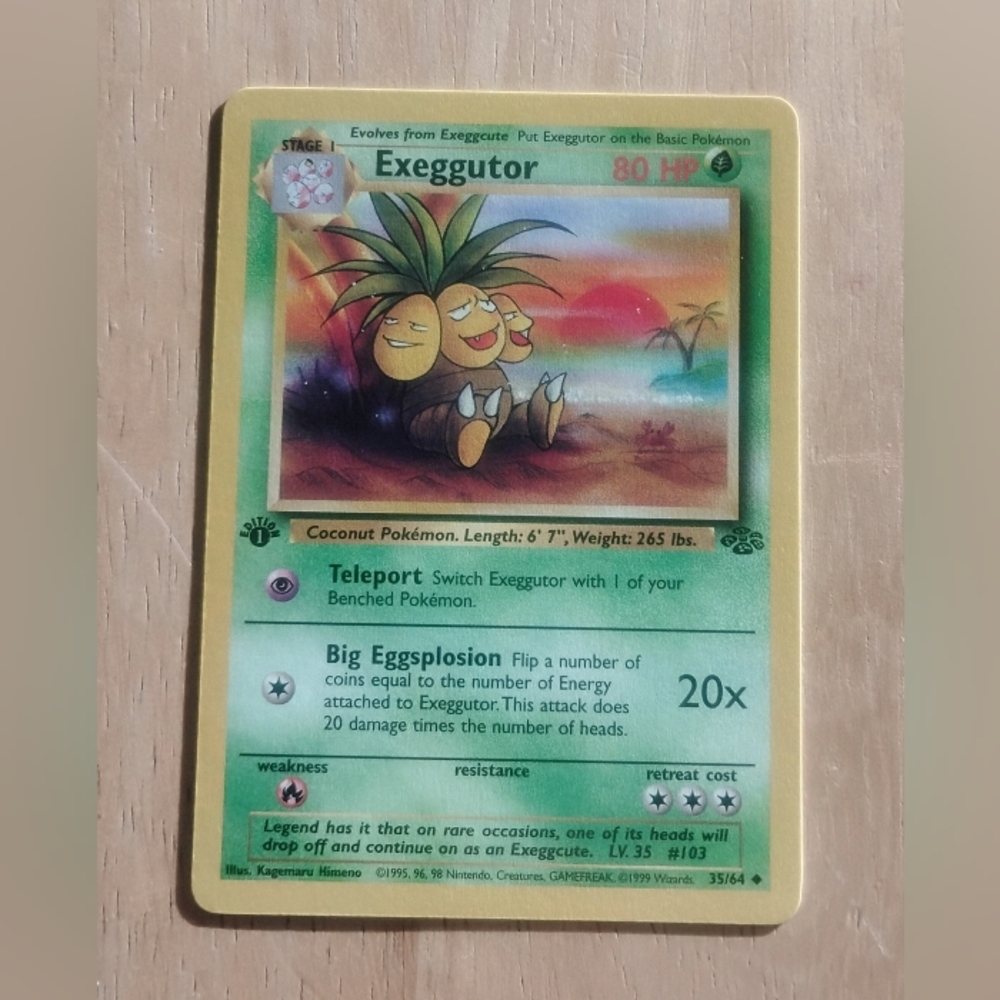 LP WOTC 1999 1st Edition Exeggutor 35/64 Jungle Set Pokemon Card